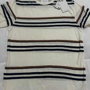 Denim & Flower Cream Striped Polo Shirt